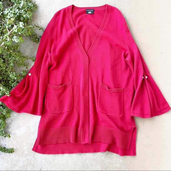 Mother of Pearl Red Maudi Longline Cardigan - Picture 2 of 4